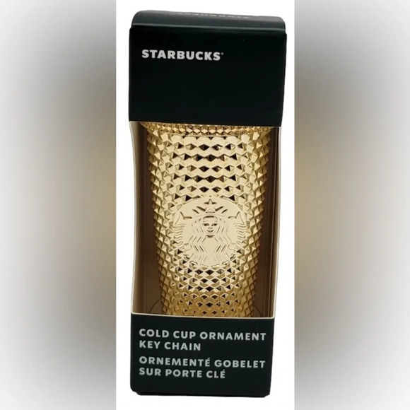STARBUCKS Holiday 2022 Gold Bling Studded Tumbler Cup Keychain Ornament NWT NIB - Picture 1 of 3